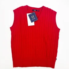 E.L.K Boys Vest Size 10 Red Cable Knit Cotton Vest American Classic