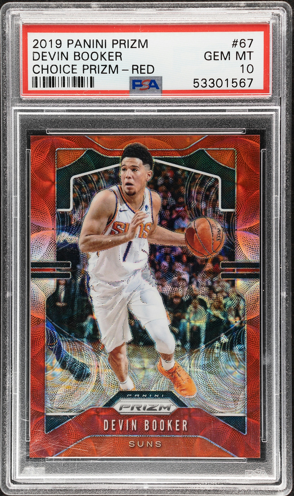2019 Panini Prizm Devin Booker Choice Red Prizm #67 /88 PSA 10