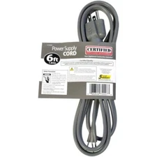 Certified Appliance Accessories 6ft Power Supply Cord (15-0346) - Gray
