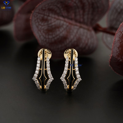 0.432 TCW Round Cut Moissanite Diamond Earring 10k Yellow Gold Labstone