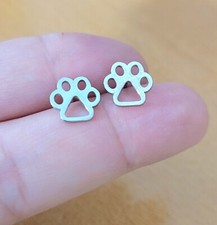 2 Pairs Paw Dog Animal Stud Earrings Hypoallergenic Stainless Steel Jewelry
