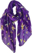 GERINLY Scarfs for Women Lightweight Floral Birds Print Cotton Z-purple