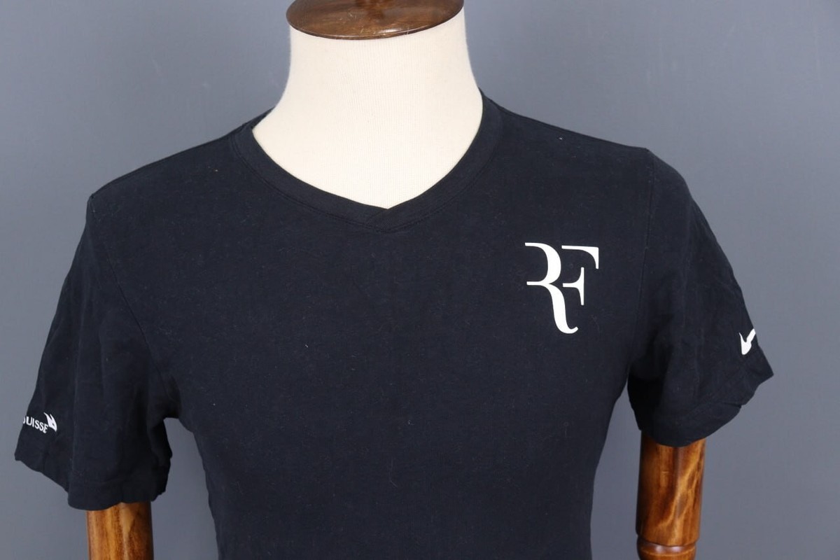 Men Nike Roger Federrer Tennis RF Logo Short Sleeve Shirt Size S