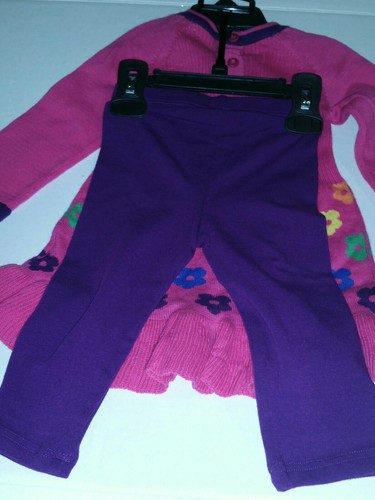 PEKKLE Pink Baby Girl Knit 2 PC. Set Knit Sweater Dress/Pants Size 9 M Infant - Picture 2 of 2