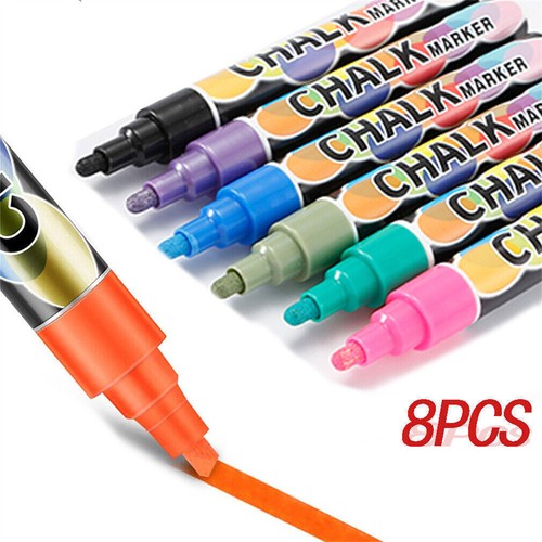 8-colors Neon Liquid Chalk Pen Marker Reversible for Blackboard Black Sign Glass - 第 3/13 張圖片