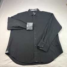 Robert Graham Shirt Mens XL Black Flip Cuff Button Up Long Sleeve