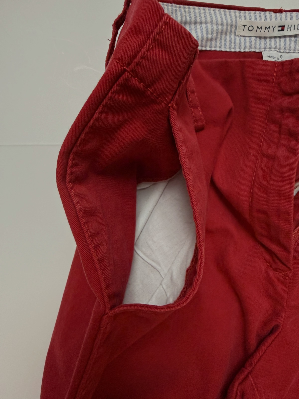 Tommy Hilfiger Women's Bright Red Cotton Pants Inseam 23" Straight Ankle Size 8 thumbnail 10