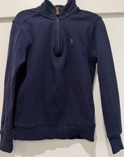 Authentic Polo Ralph Lauren Boys Zip Pullover Navy Pony Sweater Size 5