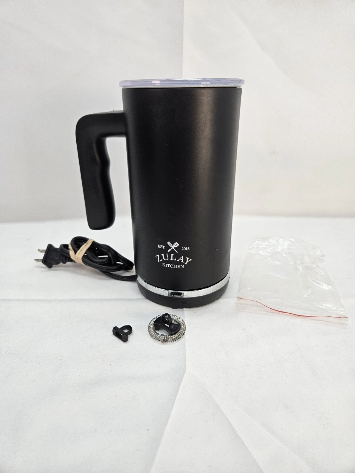 Zulay Kitchen Electric Milk Frother & Warmer MK1000 600W Black Complete Set