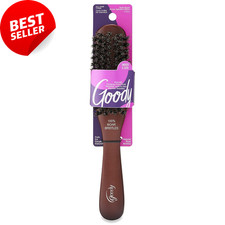 Wood Styling Brush Boar Bristles Anti-Flyaway for All Hair Types Brown 1CT
