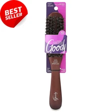 Wood Styling Brush Boar Bristles Anti-Flyaway for All Hair Types Brown 1CT