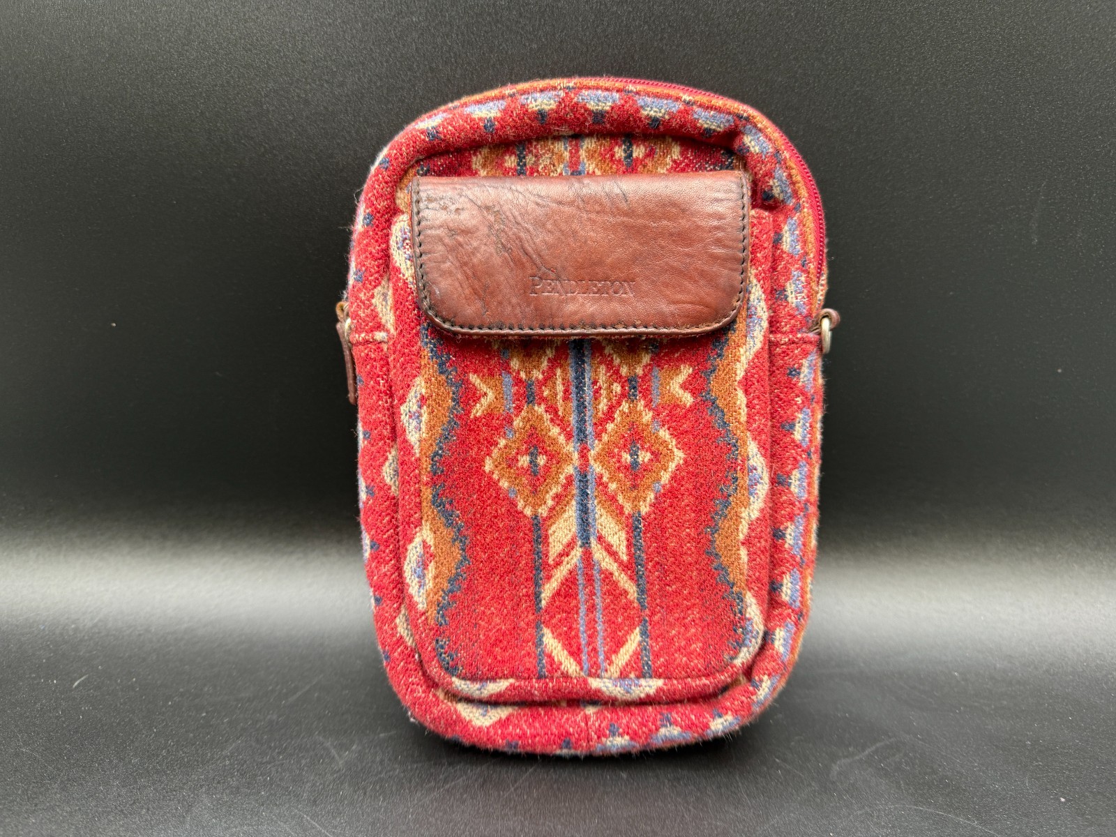 Pendleton Crossbody Wool Leather Native Red Patte… - image 1