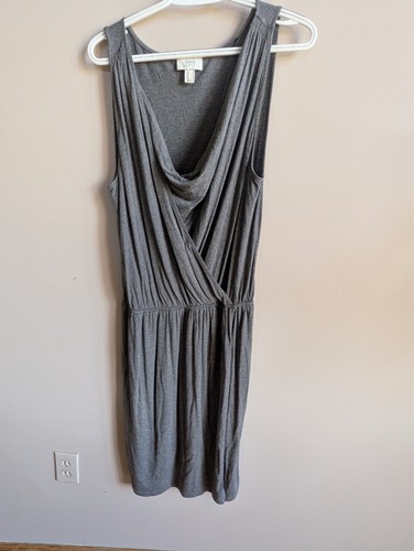Ann Taylor Loft Womens Modal Draped Dress Grey V Neck
