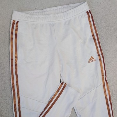 NEW $75 ADIDAS MENS Sz. S Metallic Tiro 19 Training Pants Copper Stripe White