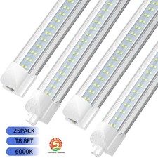 25PACK T8 8FT LED Tube Fixture 6000K 80W 8 Foot LED Shop Light Garage Warehouse