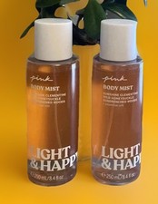  2 Pcs Victoria  s Secret LIGHT  HAPPY Fragrance Body Mist Spray 8 Oz-New   