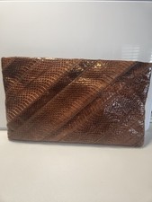 Vintage Ronay Brown Leather Snake Skin purse/clutch