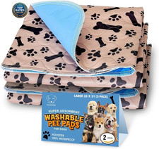 Super Absorbent Washable Pee Pads for Dogs Large 35 X 31 2-Pack Puppy Pads Pet