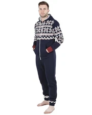 Unisex Mens Onesie0 Pajamas Adult Hooded One Piece Playsuit Jumpsuit All In One