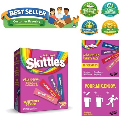 Skittles Singles To Go Wild Berry Variety Pack, Watertok Powdered Drink Mix, ...