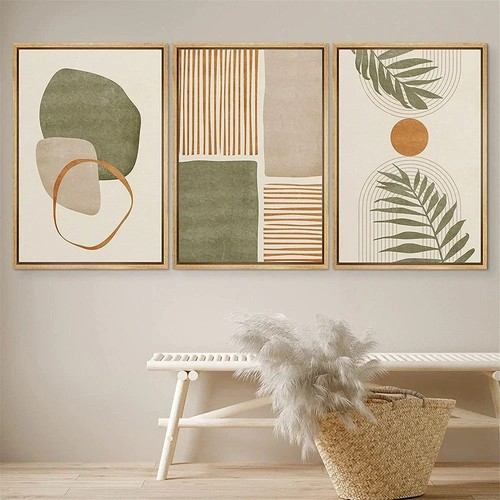 3er Set Tropische Blätter Abstrakte Leinwandbilder Boho Wandbilder für Moderne Deko - Bild 4 von 7