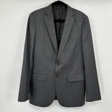 Zara Man Grey 100 Wool Classic Fit Two Button Blazer Jacket Size 40 US 50 EU