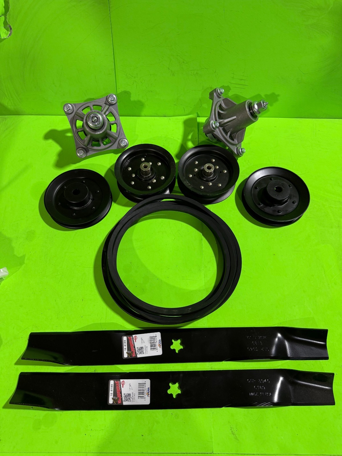 Husqvarna Z142 Deck Rebuild Kit – Mulching Blades, Spindles, Belt & Pulleys