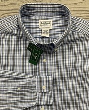 LL Bean Wrinkle Free Pinpoint Oxford Cloth Shirt Mens 15.5x34