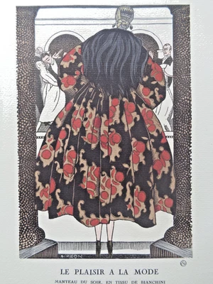 FERNAND SIMEON Gazette du Bon Ton 1921 PLAISIR A LA MODE Gravure Mode Art Deco - Photo 1/2