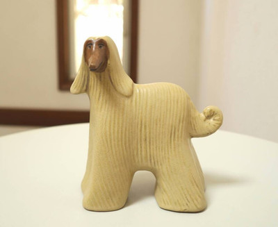 Lisa Larson Vov Afghan Dog Pottery Ornament Ahlens Stengods 1980s Vintage