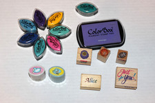 COLOR BOX PIGMENT STAMP PAD LOT OF 9 SET WITH STAMPS
