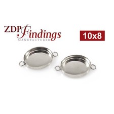 10pcs Oval 10x8mm Bezel Cups Setting Connector Sterling Silv - ZDP Findings USA