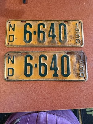 Nd North Dakota Licemse Plate Set Pair 1930 6-640