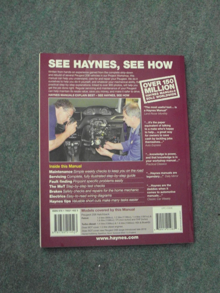 HAYNES PEUGEOT 208 2012-2019 PETROL & DIESEL 2019 edition MINT Unused - Image 2 of 4