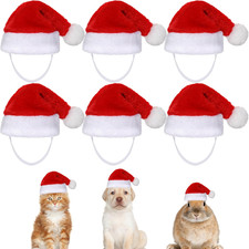 6pcs Pet Christmas Santa Hats Adjustable Dog Cat Puppy Kitten Small Pet Costume