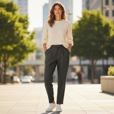 Vintage Giorgio Sant Angelo 100 Wool Pleated Straight Leg Trousers Pant Size 14