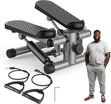 JHK Mini Stepper with Resistance Bands Twist Stair Steppers for Exercise at Home