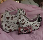 Ed Hardy White Skull Rose Heart Print SET. Should Bag Large Tote And Wallet