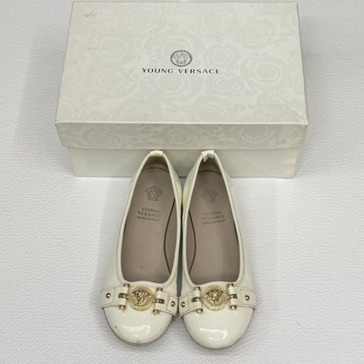 Young Versace Girls Patent White Size 12 (30) Ballet Shoes
