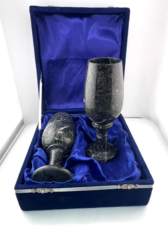 Мраморные бокалы стаканы высотой 8 дюймов набор из 2 / коробка для хранения черный белый серый - Изображение 4 из 4