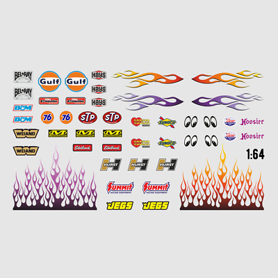 Waterslide Decal 1:64 Hotwheels Slotcar Racing Modellbau USA V8 Muscle Cars