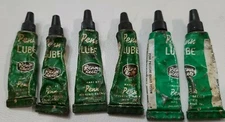 6 Penn Lube Fishing Reel Lubricant Vintage Old Oil Tin Metal Tubes Made In USA 