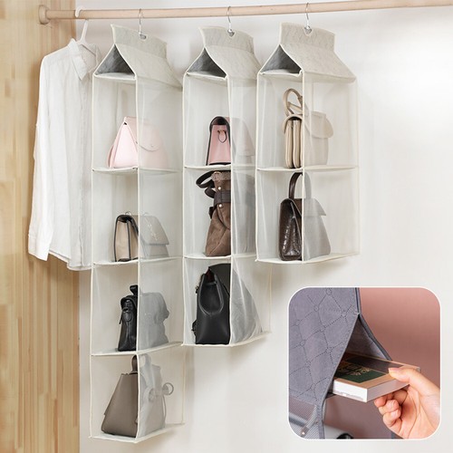 2/3/4Layer Transparent Hanging Bag Organizer Foldable Wardrobe Closet Storage - Picture 23 of 29