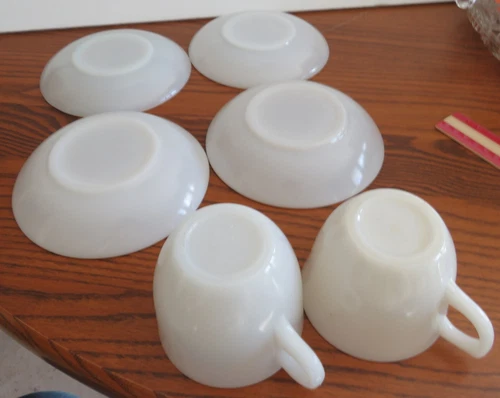 Lot Of 6 Vintage Anchor Hocking Fire King Cups Mugs Saucers
