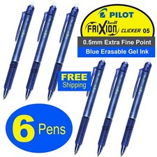 Pilot FriXion Clicker 05 Extra Fine Point Blue Erasable Gel Ink, Pack of 6 Pens