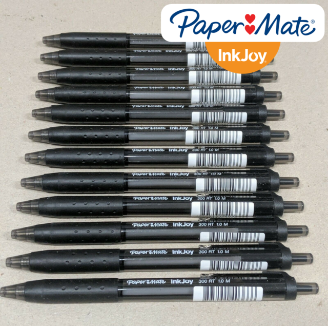 12 x PaperMate InkJoy 300 RT Retractable Ballpoint Pens Medium M 1.0mm Black