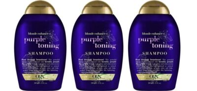 BL  Ogx Blonde Enhance Purple Toning Shampoo 13oz  --THREE PACK