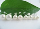 Wholesale Natural White Freshwater Pearl Silver Stud Earrings