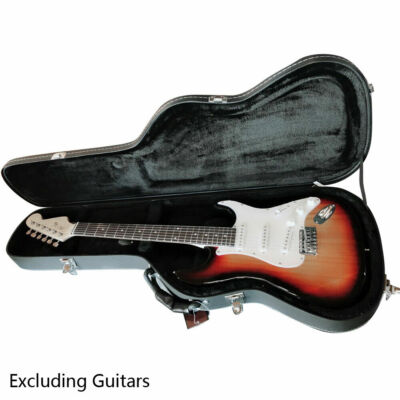 US 41'' Lockable Wood Acoustic Electric Guitar Hard Case Microgroove Flat Surface