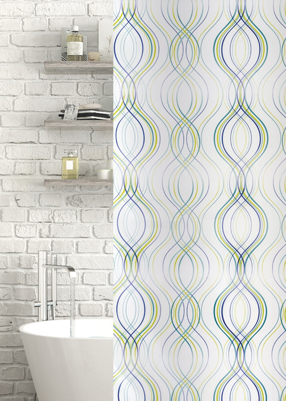 Showerdrape Fiester Stripe 100% Polyester Shower Curtain